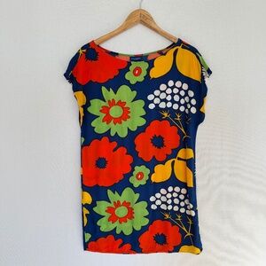 MARIMEKKO Women’s Size Medium Bold Floral Retro Print Shift Dress Cover Up
